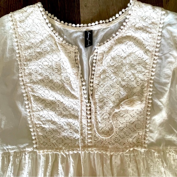 Jeune Jeunesse Cream Colored Boho Style Mini Dress Size L-XL - Picture 5 of 15